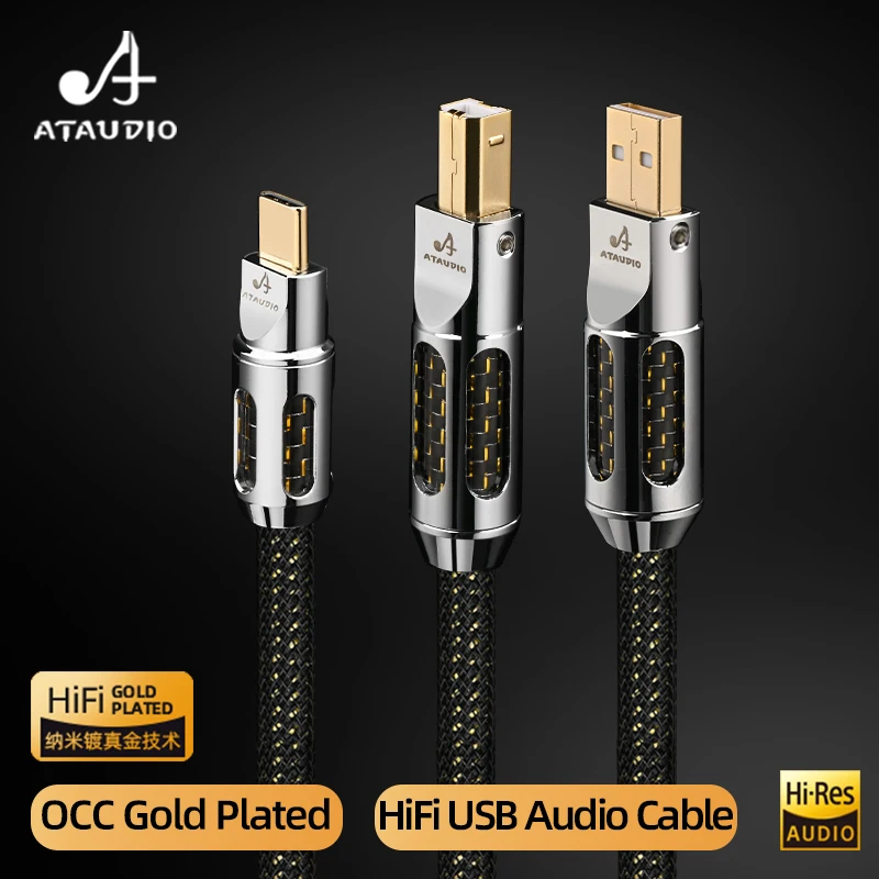 HiFi-USB-Audiokabel Hi-End OCC vergoldetes DAC-USB-Kabel mit Abschirmung Typ A-B A-C C-B C-C Audiokabel für Telefon-Soundkarte Image