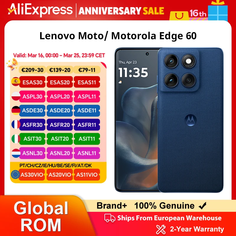 Smartphone – Lenovo Motorola Moto Edge 60 5G Mobiltelefon 6,7 Zoll 1,5K Augenschutz-POLED-Bildschirm 5500 mAh 68 W Schnellladung 50 MP Kamera Image