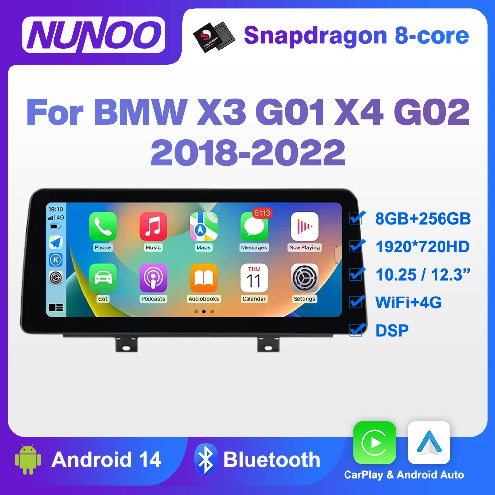256GB Wireless Carplay für BMW X3 G01 X4 G02 2018-2020 GPS Auto-Multimedia-Player Android Auto GPS-Navigation Radio