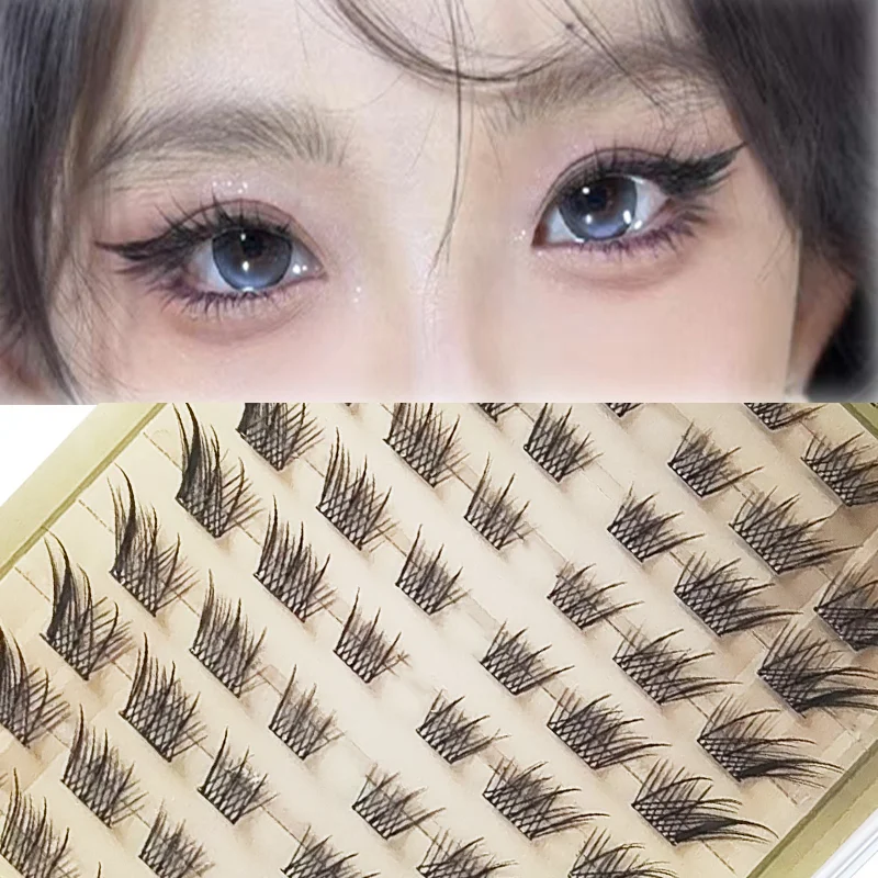 Marks Future Selbstklebende falsche Wimpern Natürliche Lazy Three-Step Devil Fishtail Segmentierte Wimpern Realistische C-Curl Single Cluster Große Kapazität Anfänger-Falsche Wimpern Fox-Serie