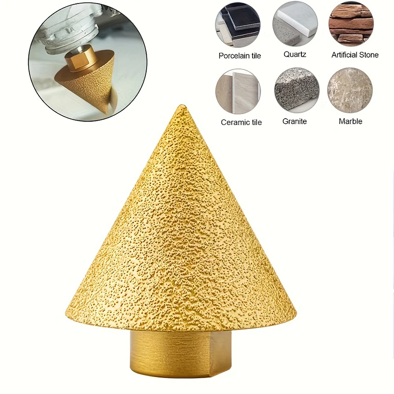 M14 Diamant-Anfasbohrer, konische Gravur, Polierscheibe, konischer Diamant-Fräser, geeignet für Stein, Keramik Ti Image