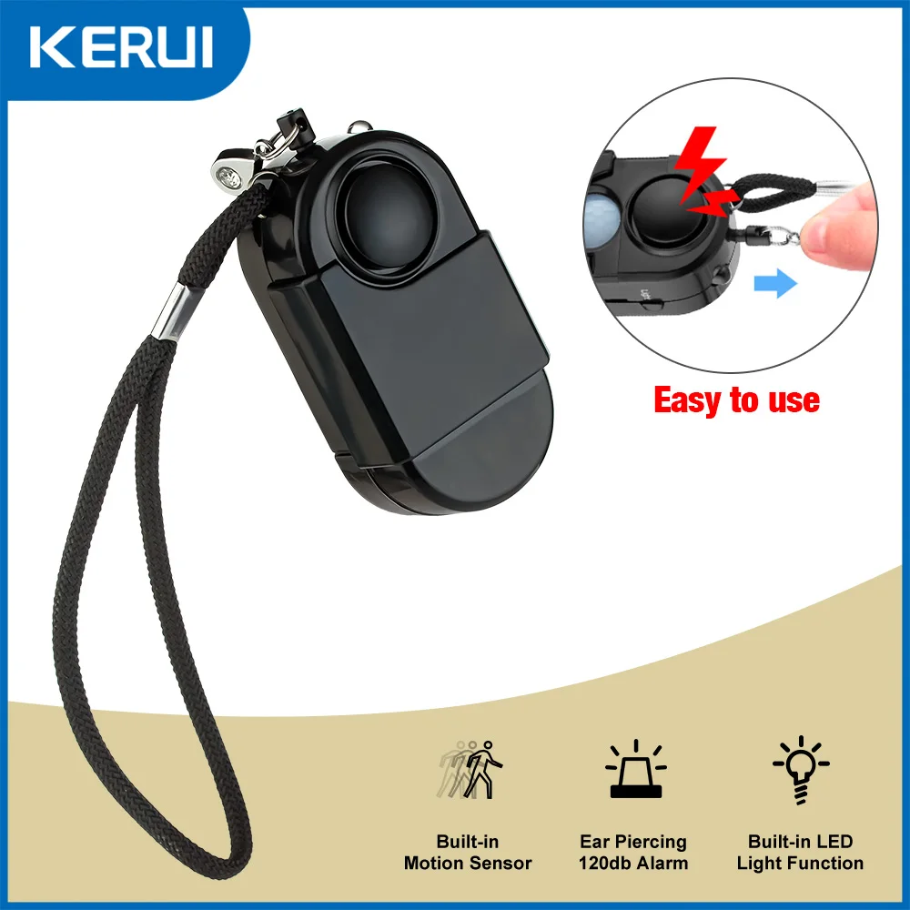 KERUI 1/2/5 Stück tragbarer Mini-Bewegungsmelder, Alarm, 120 dB, Sirene, SOS-LED-Licht, Sicherheit für Reisen, Zuhause, Kinder, sicherer persönlicher Alarm