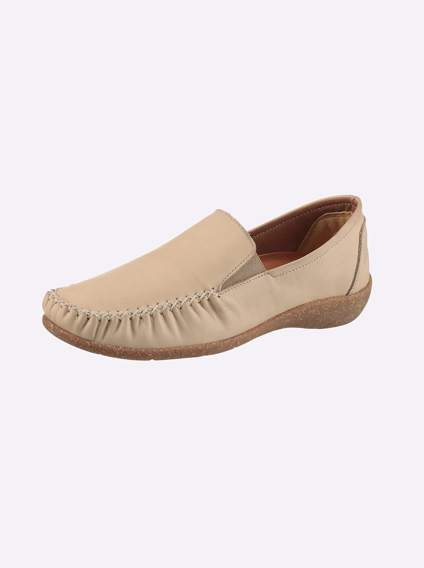 Slipper LORETTA, Damen, Gr. 42, sand, Glattleder, Schuhe Slipper