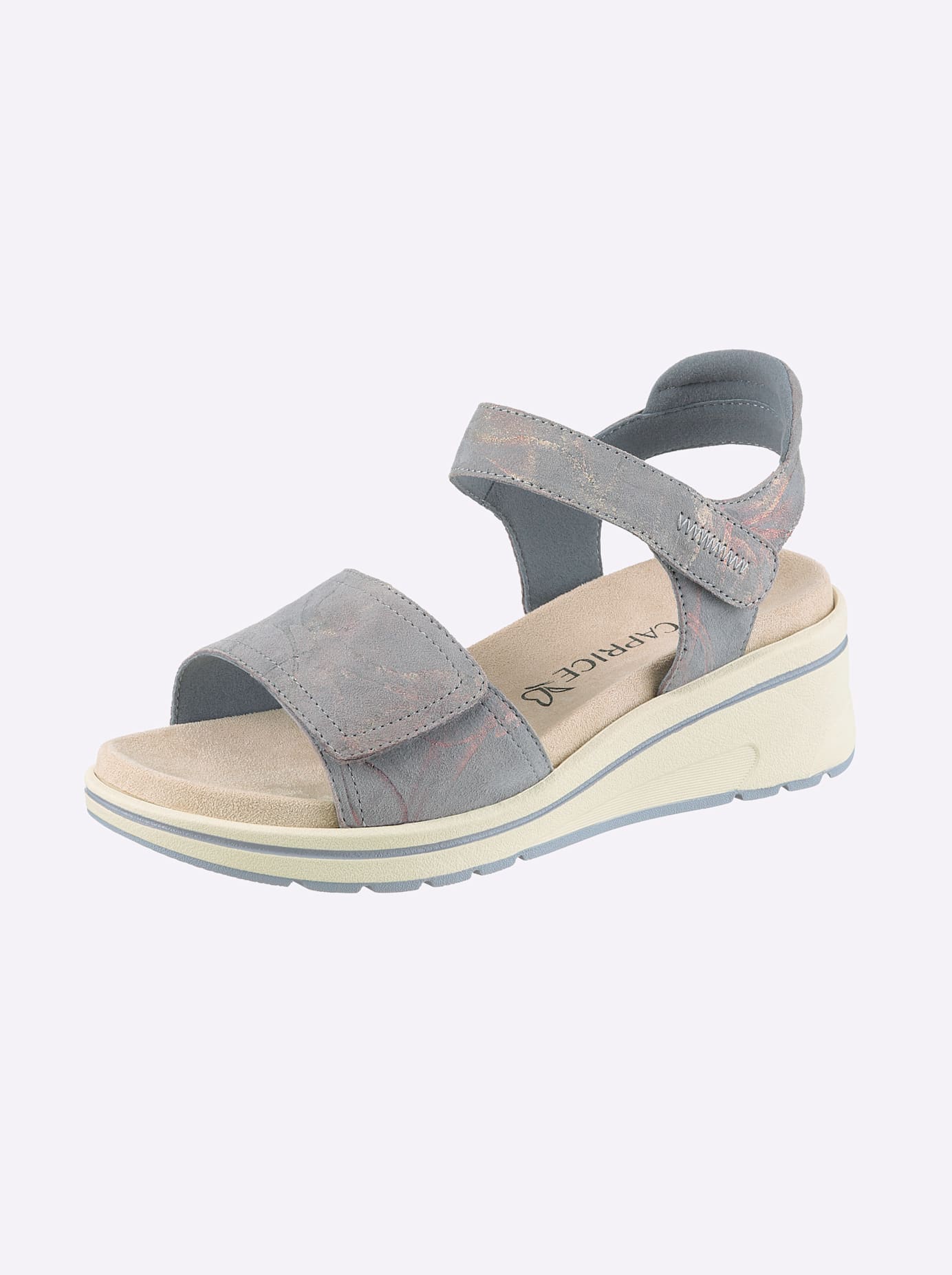 Sandalette CAPRICE, Damen, Gr. 37, eisblau, gemustert, Textil, Schuhe Sandalette