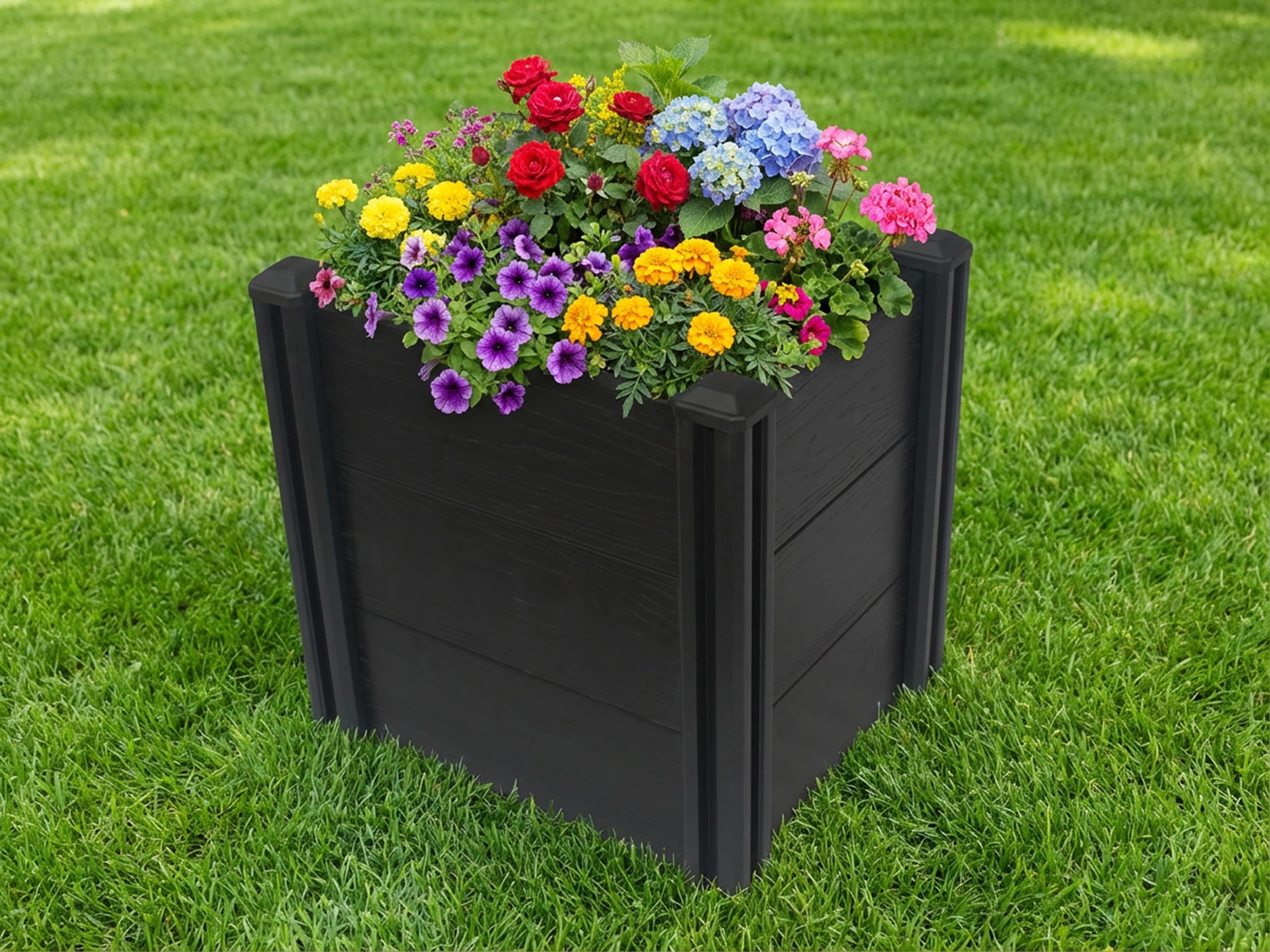 Hochbeet KONIFERA "Kunststoff, verschiedene Größen", anthrazit, B:50cm H:46,9cm T:41cm, PVC, Pflanzgefäße, Holzoptik Image