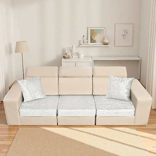 1/2/3-teiliges Set einfarbiger, elastischer Sofakissenbezüge, kratzfest für Katzen, universeller Sofabezug mit vollständiger Abdeckung, strapazierfähiger und stilvoller Schutz für Wohnzimmermöbel Image