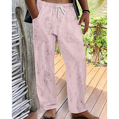 Herren Hose Baggy-Hosen Freizeithose Kordelzug Tasche Elastischer Bund Einfach Komfort Weich Lässig Täglich Outdoor Urlaub Mode Schwarz Weiß Image