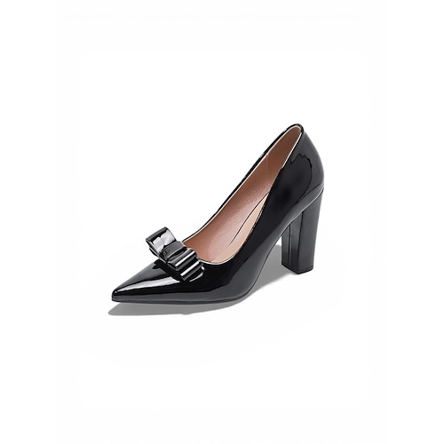 Grüne Lackleder-Pumps mit Blockabsatz für Damen, klassische elegante Schuhe mit Schleifendetail für die St. Patrick's Day Party Image