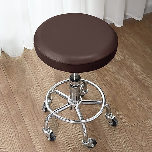 Runde Stuhlhussen aus robustem PU-Leder (1/2/4/6 Stück), elastische, waschbare Stuhlsitzbezüge für Esszimmerstühle, Küche und Restaurant Partydekoration Image