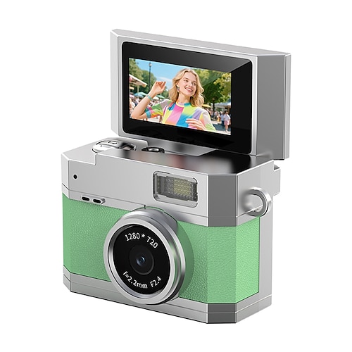 Neue Daumengroße Klappbildschirm Mini-Kamera Retro Digitalkamera Mini mit Lanyard 180 Klappbildschirm Videomodus Multi-Stil Schönheitsfilter Valentinstagsgeschenk