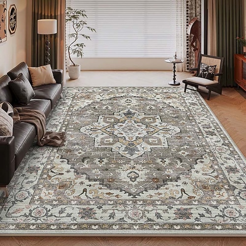 Amerikanischer Vintage-Teppich fürs Wohnzimmer, pflegeleichter Kunstkaschmirteppich, strapazierfähig, weich und komfortabel, ideal für Zuhause, stilvoller und praktischer Teppich Image