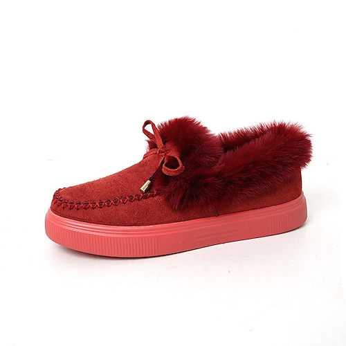 Damen-Mokassin-Loafer mit Fellfutter – gemütliche Winter-Schlupfschuhe mit Plüschbesatz und Wildleder-Finish Image