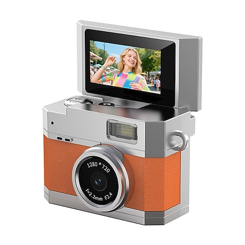 Neue Daumengroße Klappbildschirm Mini-Kamera Retro Digitalkamera Mini mit Lanyard 180 Klappbildschirm Videomodus Multi-Stil Schönheitsfilter Valentinstagsgeschenk