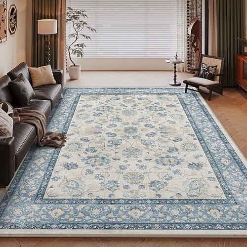 Amerikanischer Vintage-Teppich fürs Wohnzimmer, pflegeleichter Kunstkaschmirteppich, strapazierfähig, weich und komfortabel, ideal für Zuhause, stilvoller und praktischer Teppich Image