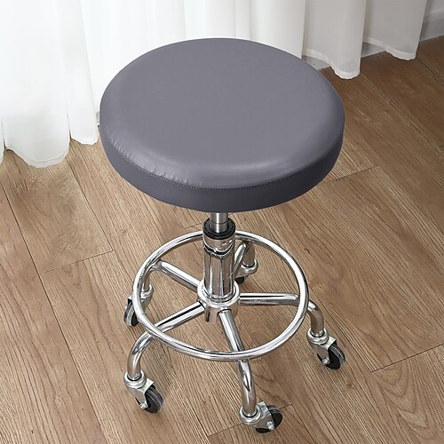 Runde Stuhlhussen aus robustem PU-Leder (1/2/4/6 Stück), elastische, waschbare Stuhlsitzbezüge für Esszimmerstühle, Küche und Restaurant Partydekoration Image