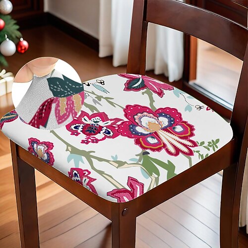 Stuhl- und Hockerbezüge aus geometrisch bedrucktem Stretch-Polyester für Zuhause, Küche und Büro Image