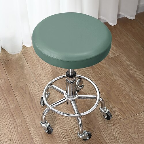 Runde Stuhlhussen aus robustem PU-Leder (1/2/4/6 Stück), elastische, waschbare Stuhlsitzbezüge für Esszimmerstühle, Küche und Restaurant Partydekoration Image