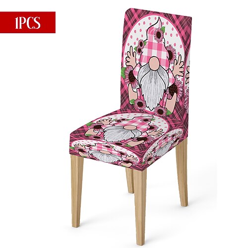 Stretch-Stuhlbezug zum Valentinstag, schwarz-weiß kariert mit Herz- und Schleifenmotiv an der Rückenlehne, abnehmbarer und waschbarer Winter-Stuhlbezug für Zuhause, Restaurant, Küche und Wohnzimmer Image