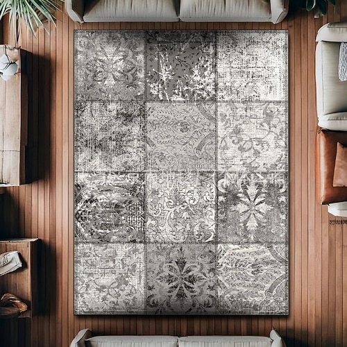 Vintage-Perserteppich, fleckenabweisend und pflegeleicht, Sofadecke im Ethno-Stil, rutschfeste Bettvorlegerin, strapazierfähige und elegante Wohnzimmer-Bodendekoration Image