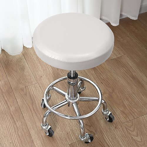 Runde Stuhlhussen aus robustem PU-Leder (1/2/4/6 Stück), elastische, waschbare Stuhlsitzbezüge für Esszimmerstühle, Küche und Restaurant Partydekoration Image