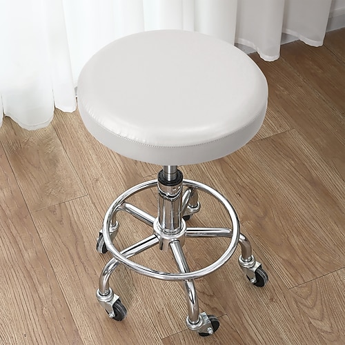 Runde Stuhlhussen aus robustem PU-Leder (1/2/4/6 Stück), elastische, waschbare Stuhlsitzbezüge für Esszimmerstühle, Küche und Restaurant Partydekoration Image