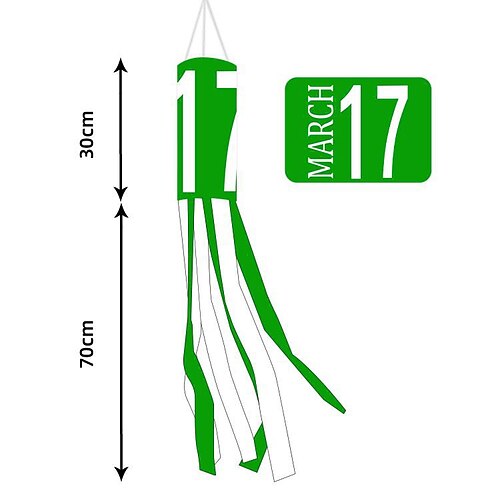 Windsackflagge zum St. Patrick's Day, irisches Design, Dekoration für das St. Patrick's Day-Fest, bunter Windsack für die Feierlichkeiten im Freien, Kleeblatt Kleeblatt-Design. Image