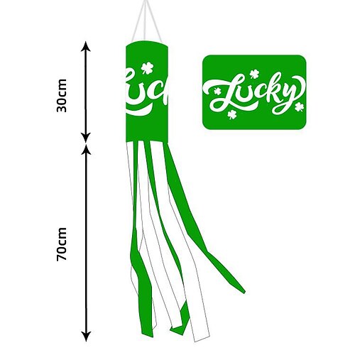 Windsackflagge zum St. Patrick's Day, irisches Design, Dekoration für das St. Patrick's Day-Fest, bunter Windsack für die Feierlichkeiten im Freien, Kleeblatt Kleeblatt-Design. Image