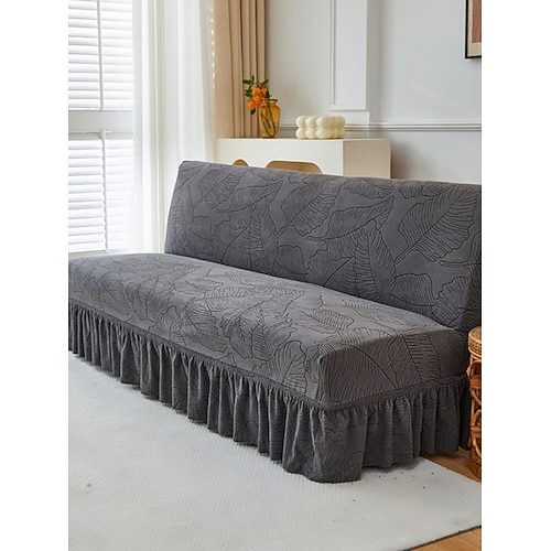 1 Stück hochelastischer Jacquard-Samt-Sofabettbezug im Rockstil, vollständig faltbarer, armloser Sofabettbezug, integrierter Ganzjahres-Sofabezug für den Wohnzimmergebrauch Image