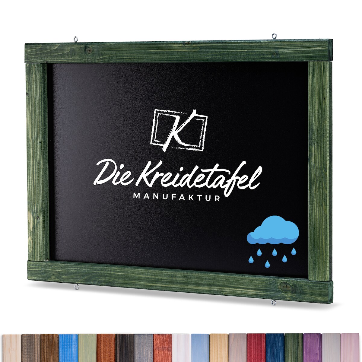 Die Kreidetafel Manufaktur Wetterfeste Outdoor Kreidetafel mit Holzrahmen / Grün 120x55cm Image
