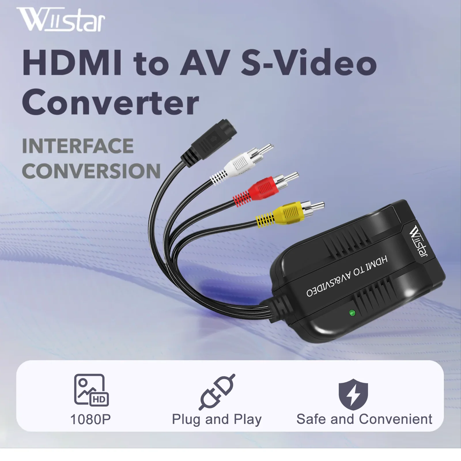 Wiistar 1080P Adattatore convertitore HDMI a AV S-Video Convertitore audio video composito RCA per monitor HDTV Proiettore PAL NTSC