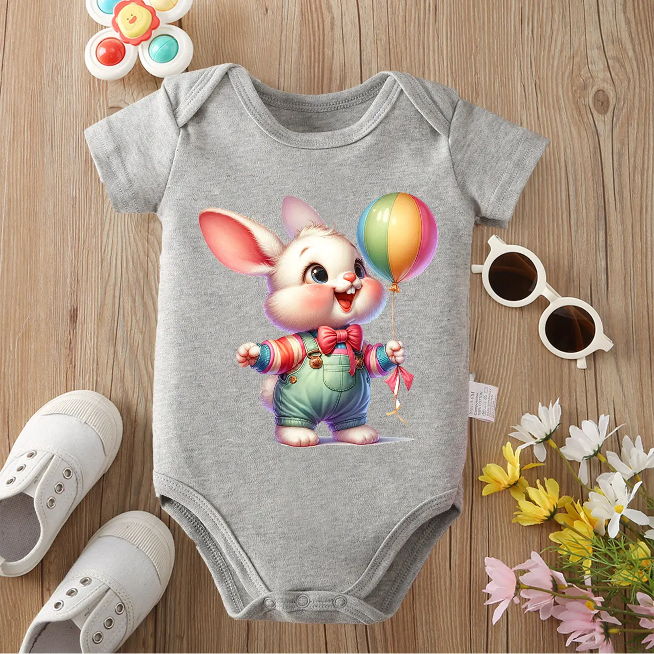 Tücher aus reiner Baumwolle, Baby-ähnlicher Ballon-Druck, bequemer Einteiler-Body für Baby-Overall für Neugeborene im Alter von 0 bis 12 Monaten Image