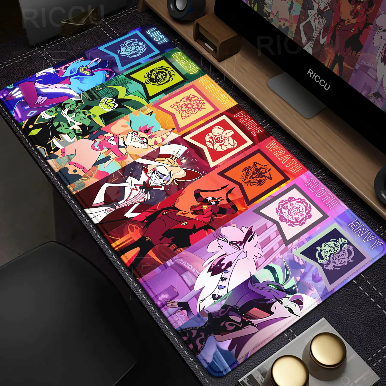 XXL-Mauspad Hazbins Hotels Cartoon Neues Mauspad Gamer-Mauspad Naturkautschuk Weiche Schreibtischunterlage Bürozubehör Große PC-Matten Image