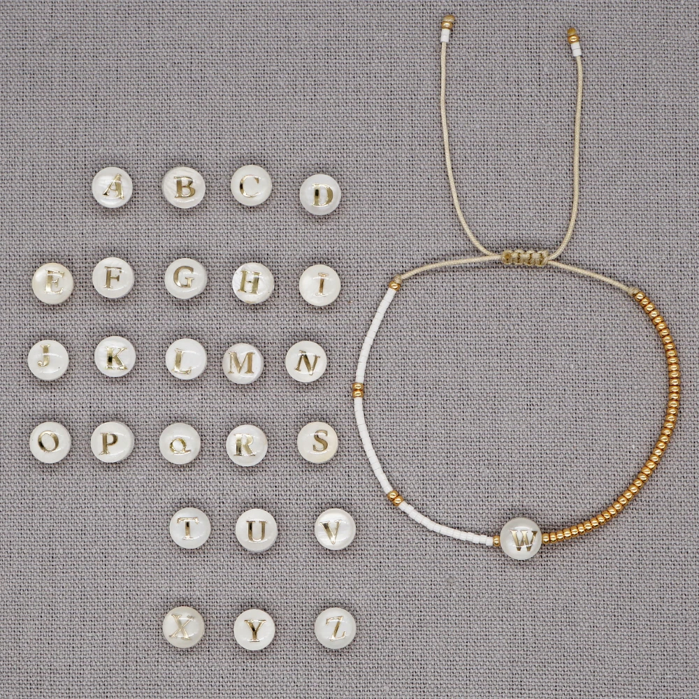 Go2Boho Semplice Sottile Braccialetto Conchiglia AZ Lettera Iniziale Braccialetti con ciondoli Gioielli di moda per le donne Colore oro Miyuki Perline Pulseras