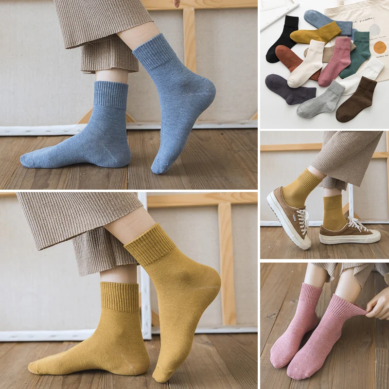 Frauen Mädchen Kurze Socken Crew Baumwolle Solide Japanischen Stil Junge Mode Weiche Elastische Langlebig Atmungsaktive Harajuku Socken Student Image