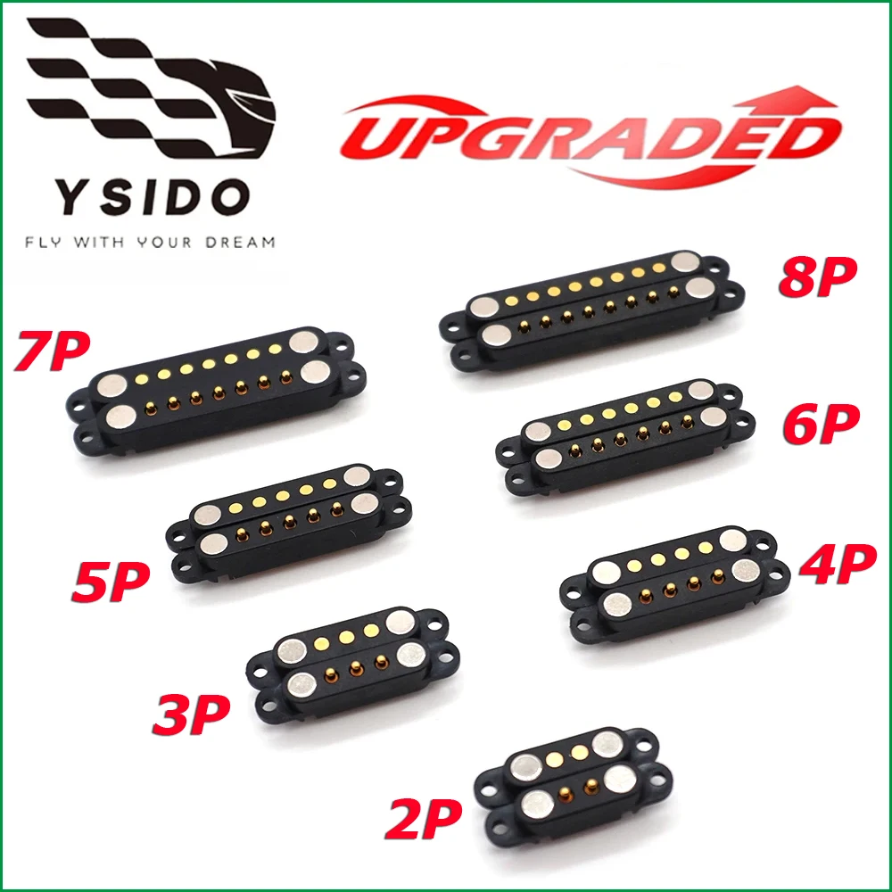 YSIDO Magnetischer Pogo-Pin-Stecker, 2P, 3P, 4P, 5P, 6P, 7P, 8P, Pogopin, männlich, weiblich, federbelastet, 2A DC-Steckdose, magnetischer Stecker Image