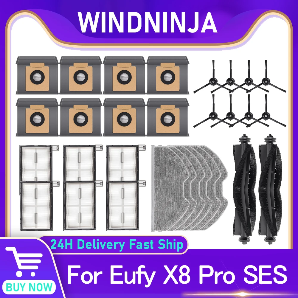 Ersatz Für Eufy X8 Pro SES Roboter Staubsauger Zubehör Roller Pinsel Mopp Pads Wichtigsten Seite Pinsel Staub Taschen Ersatzteile Image