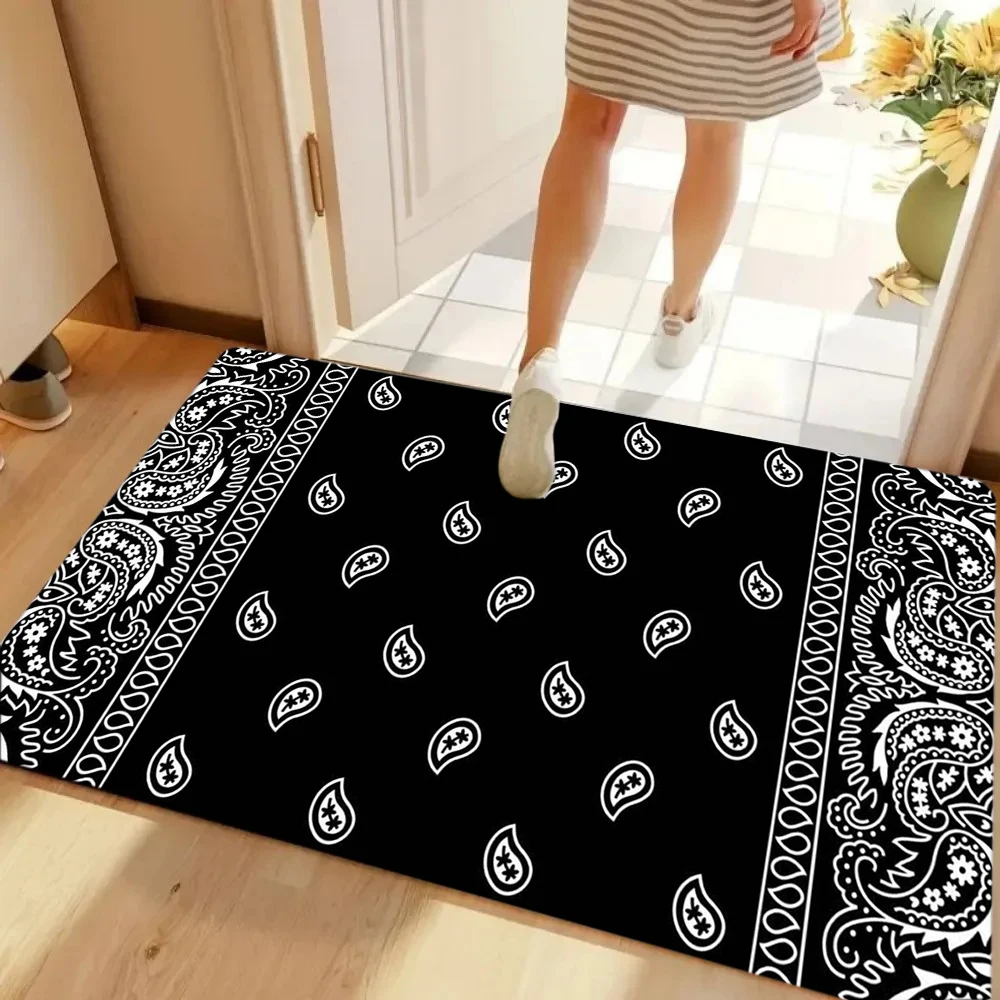 Teppichmatte mit Paisley-Muster – klassisches Bandana-Design, Heimdekoration für Wohnzimmer, Schlafzimmer, Willkommensmatte, Heimmatte Image