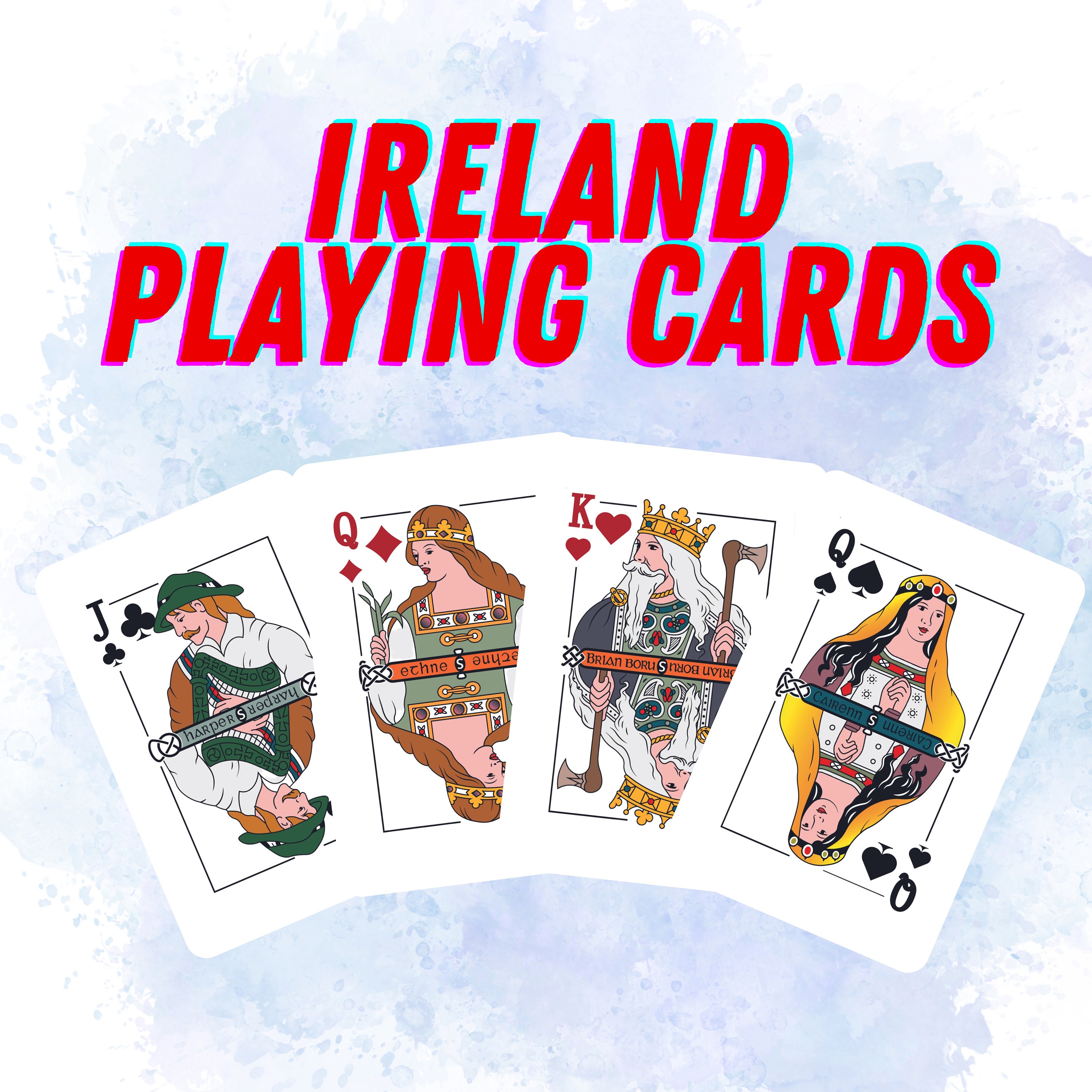 Carte da gioco irlandesi, set di 2 carte da poker, carte da gioco uniche, mazzo di carte da gioco classiche, mazzo di carte, giochi di carte, regalo d