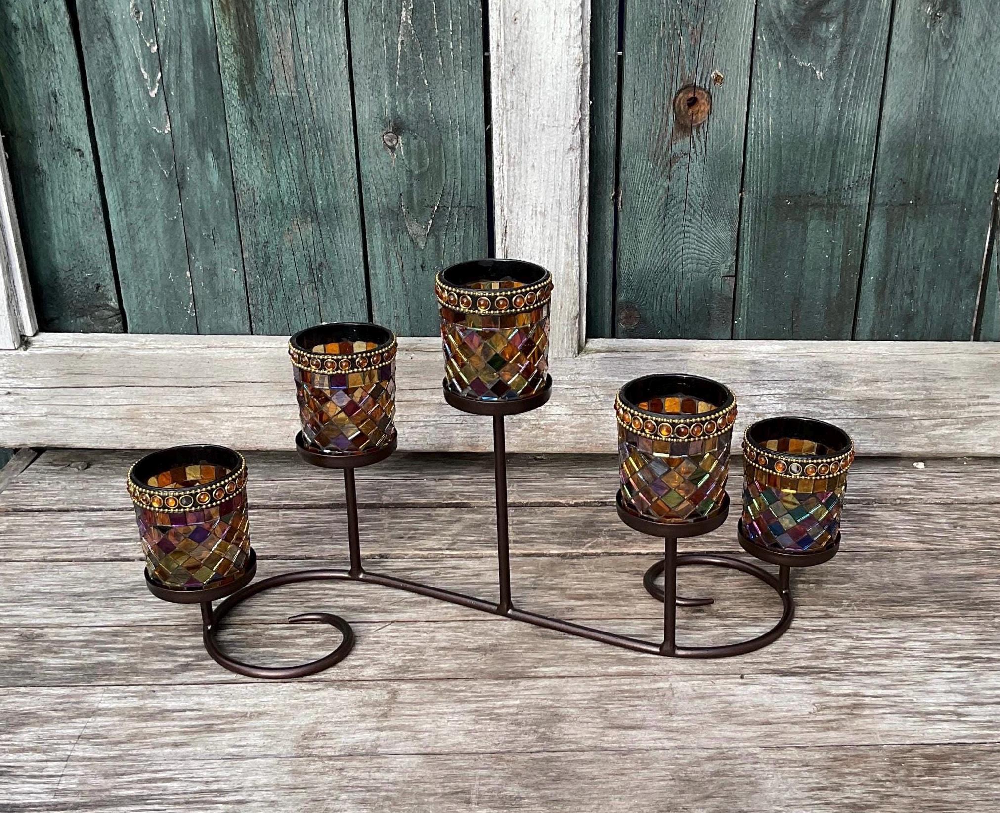 Partylite Global Fusion Mosaic - Centrotavola in ferro battuto da 6 pezzi fuori produzione. Nuovo di zecca. Nella scatola originale.