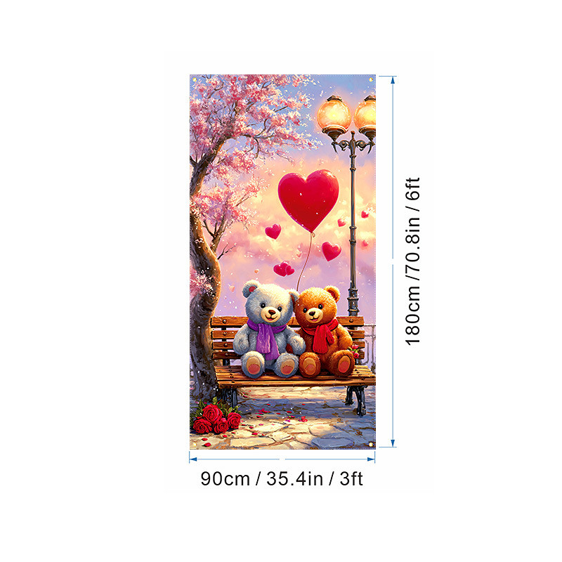 Valentine's Day Door Cover, Heart Celebration Flag, Perfect for Photo Props, Festive Holiday Decoration, Ideal for Creating a Romantic Valentine's Day Atmosphere and Doorway Decor