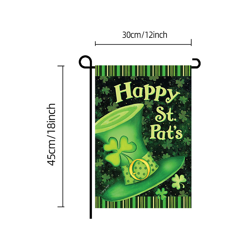 St Patrick's Day Garden Flag, Green Leaf Shamrock Design, Irish Festival Yard Decoration, St. Patrick's Day Party Décor for Outdoor Garden or Patio.