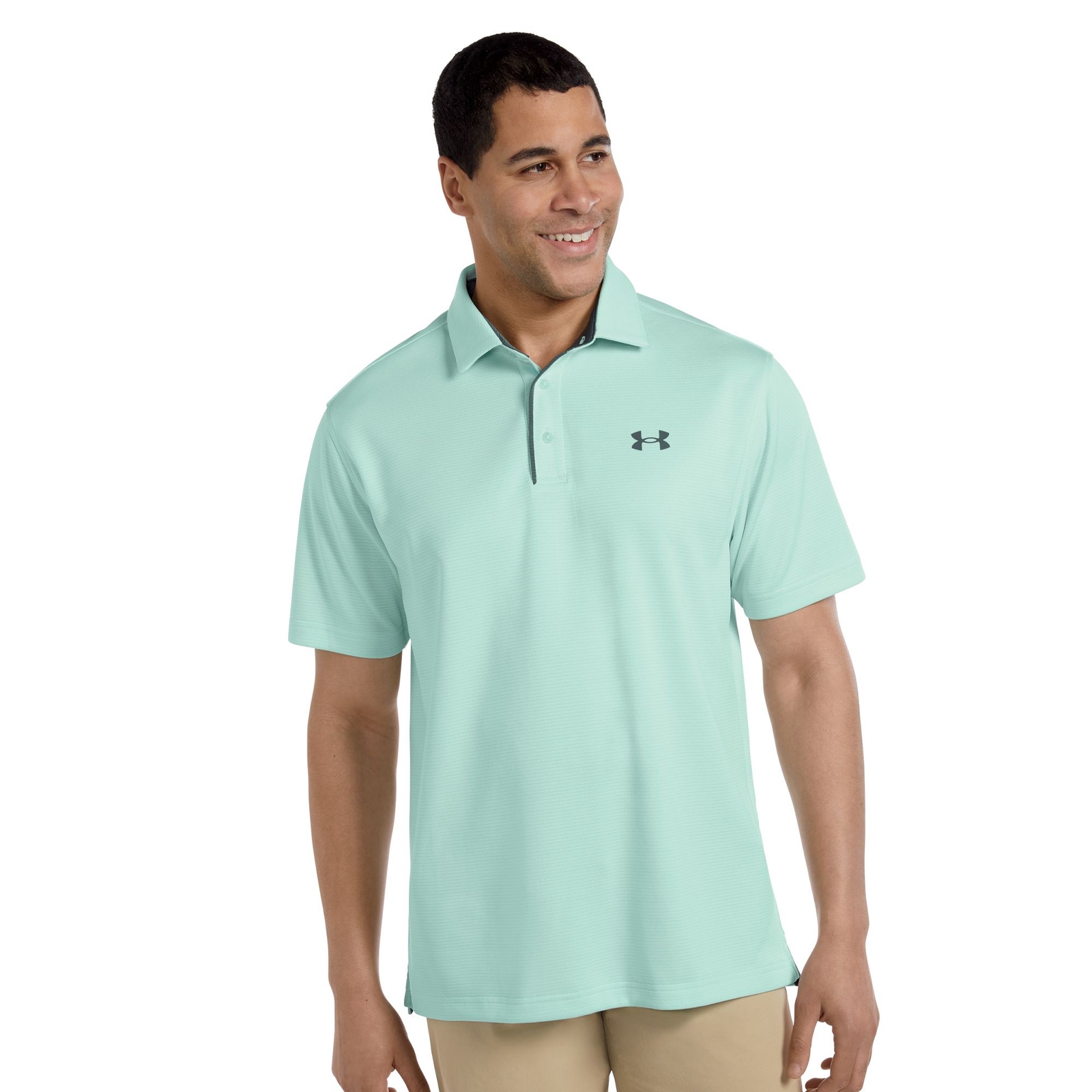Under Armour Men's Tech Polo (Size L) Refresh Mint/Pitch Grey, Polyester