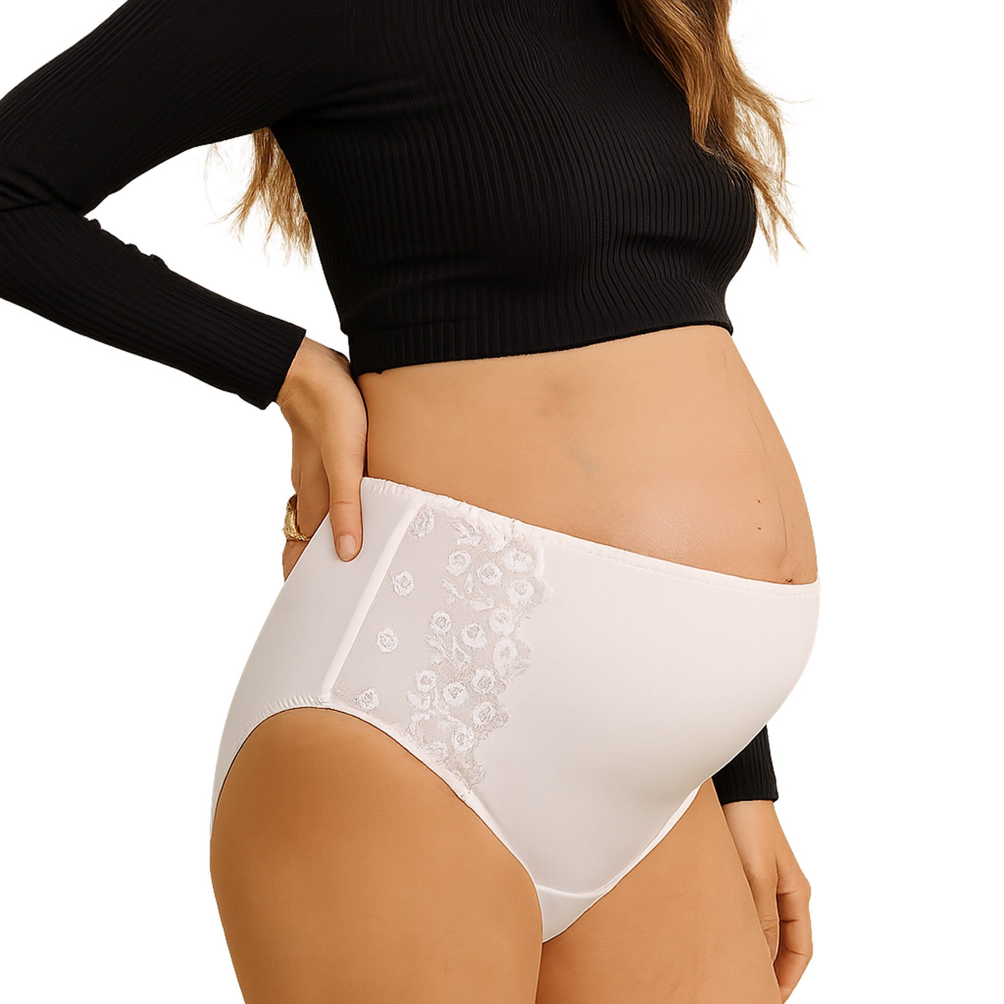 MYSANITY® Slip Premaman Vita Alta in Tulle Ricamato Bianco 1 St