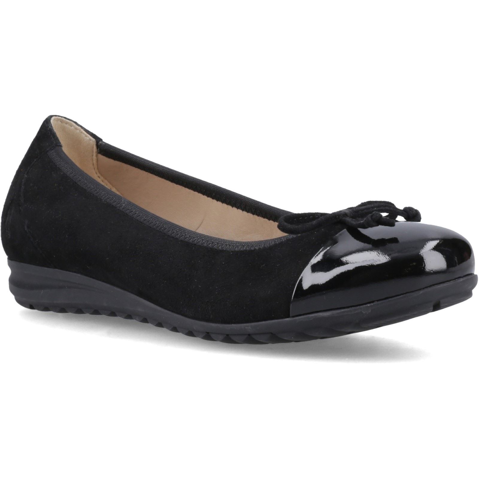 Hush Puppies Laurie Zehenschutz Leder Damen Schwarz Standard Ballerinas