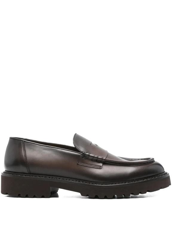 Penny Leather Loafers - Gray - Doucal's Slip-Ons