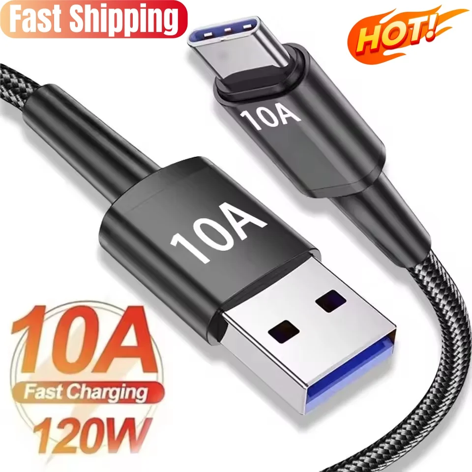 Neue 10A 120W Schnelle Lade Typ C Kabel USB Datenübertragung Datenkabel Für Xiaomi Oneplus Realme Huawei 0,25/0,5/1/1,5/2/3m Image