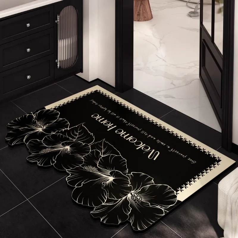 Neue Badezimmer-Bodenmatte, weicher Kieselalgenschlamm, rutschfeste, saugfähige Fußmatte, speziell für Toilettenbadezimmer, kann geschnitten und individuell gestaltet werden Image