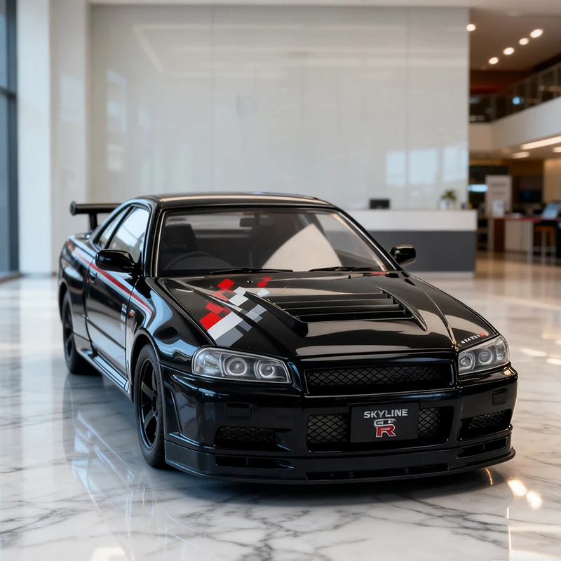 NEUE 1:24 GTR R34 Skylin Modifizierte Auto Legierung Modell Auto Spielzeug Diecasts Casting Sound und Licht Auto Spielzeug Für Kinder Fahrzeug Image