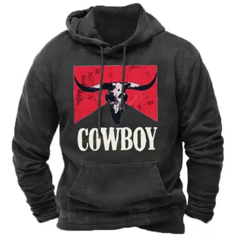 2026 neue Frühling Herbst Retro Western Cowboy Männer Im Freien Hoodie Harajuku Hoodie Casual Pullover Straße Plus Größe Hoodie