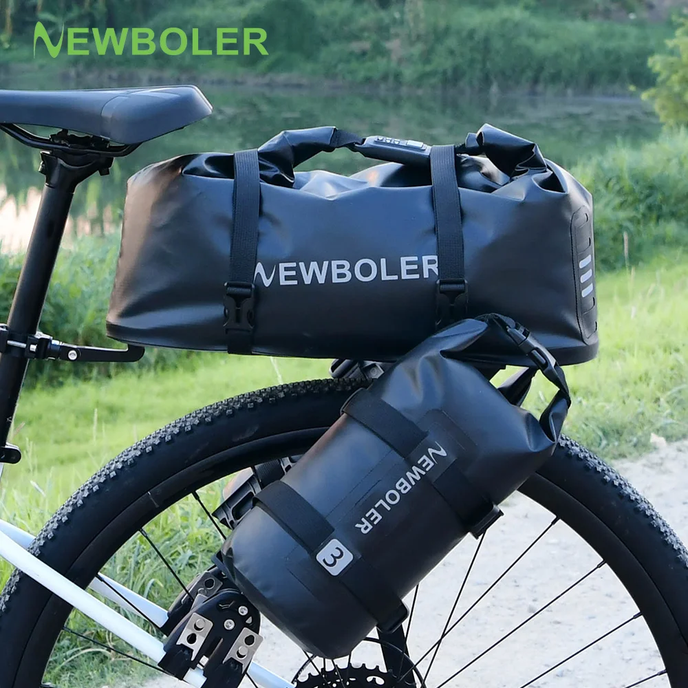 NEWBOLER 20L Aluminiumlegierung Fahrrad Gepäckträger Passcode Schloss Fahrradtasche Bikepacking Für MTB Und Kies Fahrradträger Regal Image